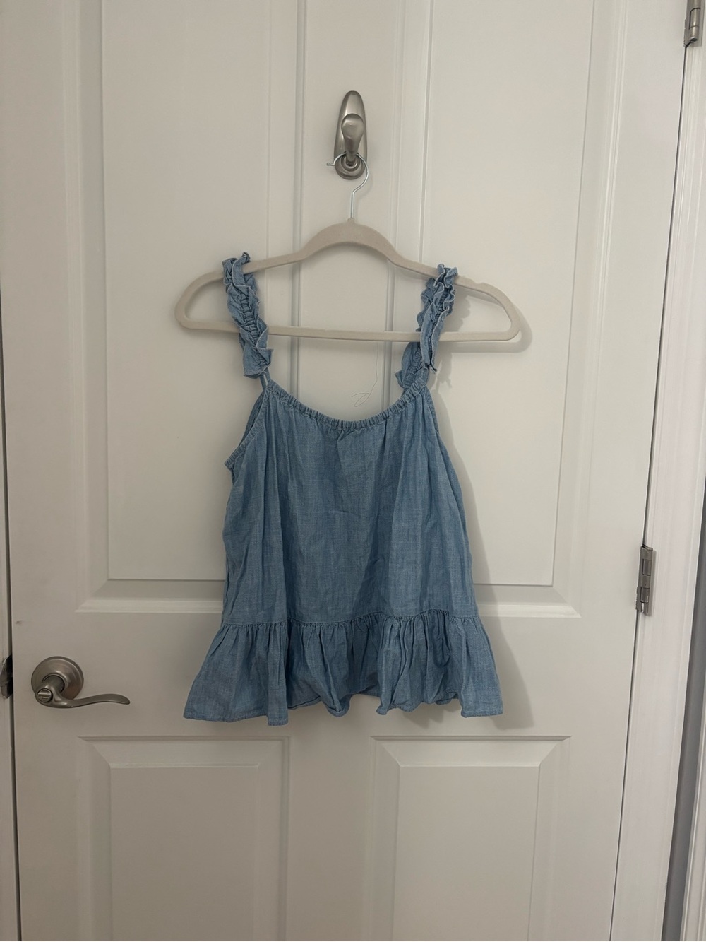 Madewell Denim Ruffle-Strap Cami Top size 2